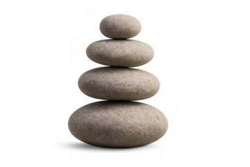 Stone stacking for balance, zen, and meditation on transparent background