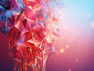 Red laser treatment in dental care depicted through wireframe design