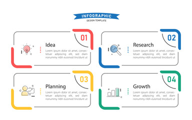 Infographic template. 4 Step timeline journey, Flat simple infographics design template. presentation graph. Business concept with numbers 4 options or steps vector illustration.
