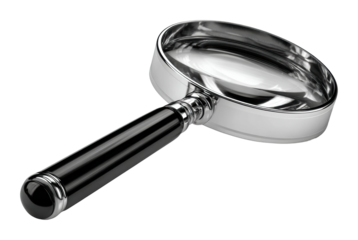 Investigating objects with magnifying glass still life isolated on transparent background