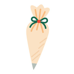 Piping Bag in Flat Style for Christmas Baking Illustration