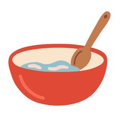 Mixing Bowl in Flat Style for Christmas Baking Illustration