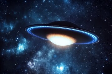 Fototapeta premium Stunning view of Saturn with glowing rings in deep space