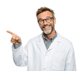 Scientist explains innovative research laboratory isolated on transparent background