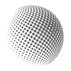 Abstract 3d sphere with geometric dot pattern and subtle lighting effects isolated on transparent background