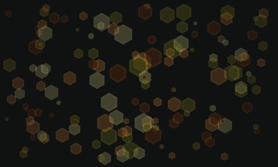 Abstract background with transparent brown and green hexagons floating in space