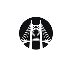 Minimalist Bridge Logo Design in Black and White Circle.