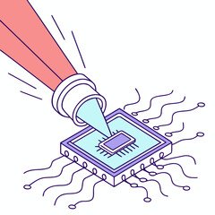 Vector art of laser etching a microchip