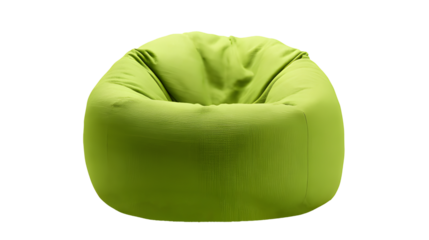 Lime green bean bag chair with isolated on a transparent  background