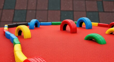 Outdoor Kids Playground Equipment Obstacle Course Tires Colorful Fun Activity