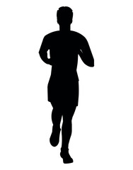 Black isolated silhouette of a running man