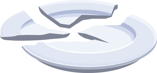 Pieces of broken white plate laying on white surface representing loss, damage and fragility