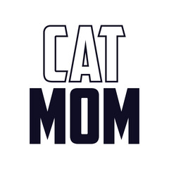 Cute white cat graphic on a black t shirt with cat mom text