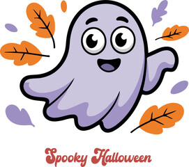 Cute spooky halloween logo icon vector white background .