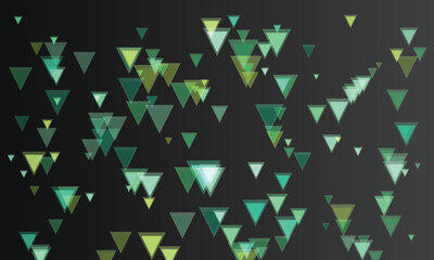 Geometric Background with Green Triangles on Black Backdrop Design Element