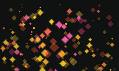 Geometric Abstract with Rhombus Shapes in Various Colors on Black Background