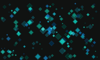 Geometric Pattern of Teal and Blue Diamonds on a Black Background