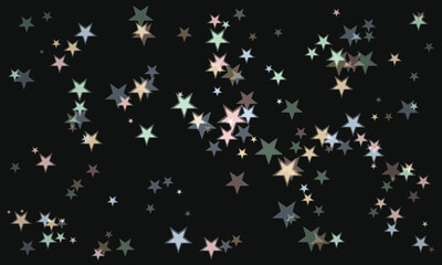 Stylized Starry Night Sky Illustration with Various Colored Stars Pattern