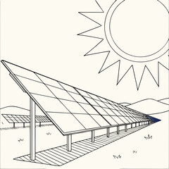 Vector art of solar panel in field
