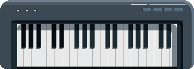 Fototapeta premium Electronic piano keyboard synthesizer presenting musical instrument potential for music production, composition, and performance