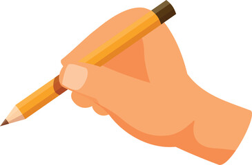 Hand is holding a pencil writing, taking notes, drawing or sketching