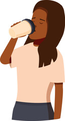 Fototapeta premium Young woman drinking from disposable cup, enjoying a refreshing beverage
