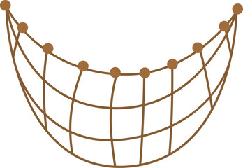 Brown fishing net hanging, waiting to be cast and catch fish, isolated on white background © nsit0108