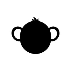 Monkey face silhouette icon vector flat design.