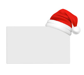 Santa Hat with White Text Frame &ndash; Christmas Banner and Holiday Decoration PNG on Transparent Background