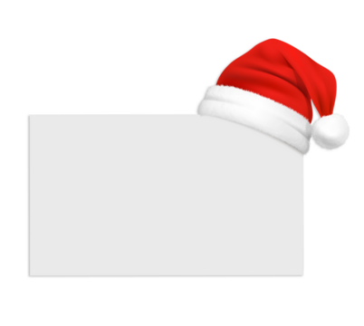 Santa Hat with White Text Frame – Christmas Banner and Holiday Decoration PNG on Transparent Background