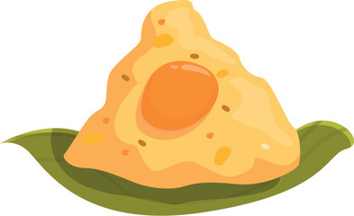 Delicious zongzi resting on a green leaf, a traditional chinese rice dish enjoyed during the dragon boat festival