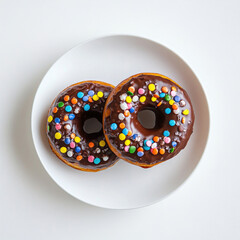 Fototapeta premium A yummy and delicious looking chocolate donuts in white plate