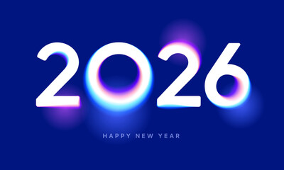 2026 logo design with colorful gradient mesh. 2026 number design for New Year. Sign for postcard, poster, banner or social media.