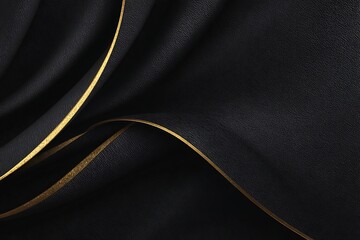 A luxurious black fabric with golden accents, creating an elegant and sophisticated abstract background for various design applications.