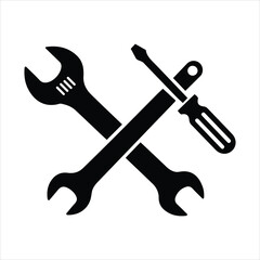 Crossed wrenches and screwdriver tools icon for repair maintenance service and construction industry
