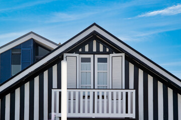 Fototapeta premium Striped house at costa nova, portugal