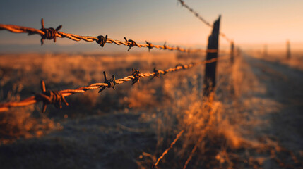 Rusty Barbed Wire Cross: A Somber, Weathered Symbol of War and Remembrance, with a Moody, Cinematic Close-Up.