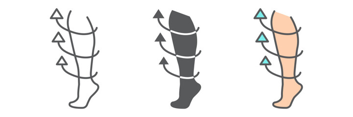 Compression stockings icon, medical and equipment, medicine socks sign, vector graphics, a linear pattern on a white background. editable stroke