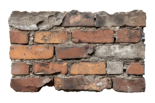 Weathered brick wall with eroded texture showcases rustic charm and historical beauty in urban settings