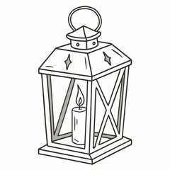 Black and white vector icon of a lit candle lantern