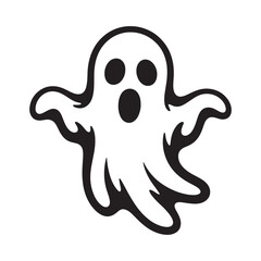 Cute and spooky cartoon ghost character with open mouth and wide eyes for halloween