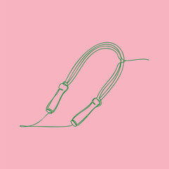 Obraz premium Minimalist line drawing of a jump rope with wooden handles on a soft pink