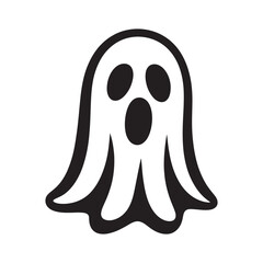 A simple cartoon ghost with a surprised or scared expression and wide open mouth