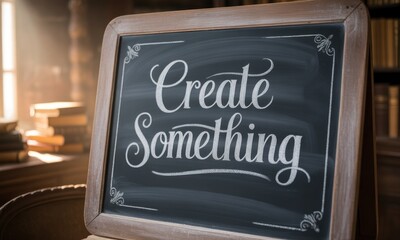 Motivational chalkboard in antique library