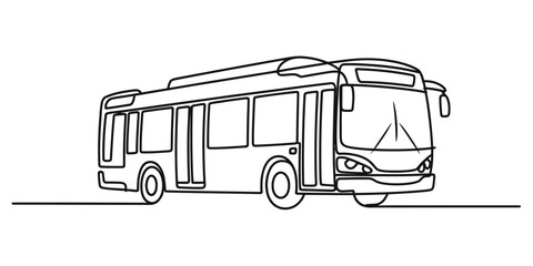 Continuous one line drawing of a modern city bus art illustration vector © Creative_Oneline