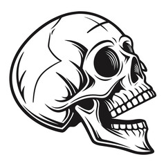 Black silhouette human skull open mouth vector