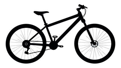 Fototapeta premium Black mountain bike silhouette on white background