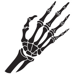 Black skeleton hand icon on white background bone