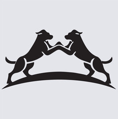 dogs facing each other silhouette vector art illustration, black dogs silhouette