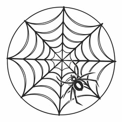 Black spider on circular geometric web icon spider web icon 1